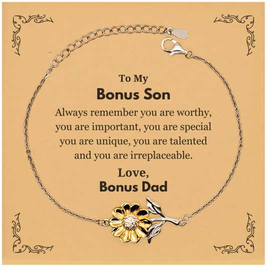Bonus Son Sunflower Bracelet - Always Remember You Are Worthy | Graduation Gift