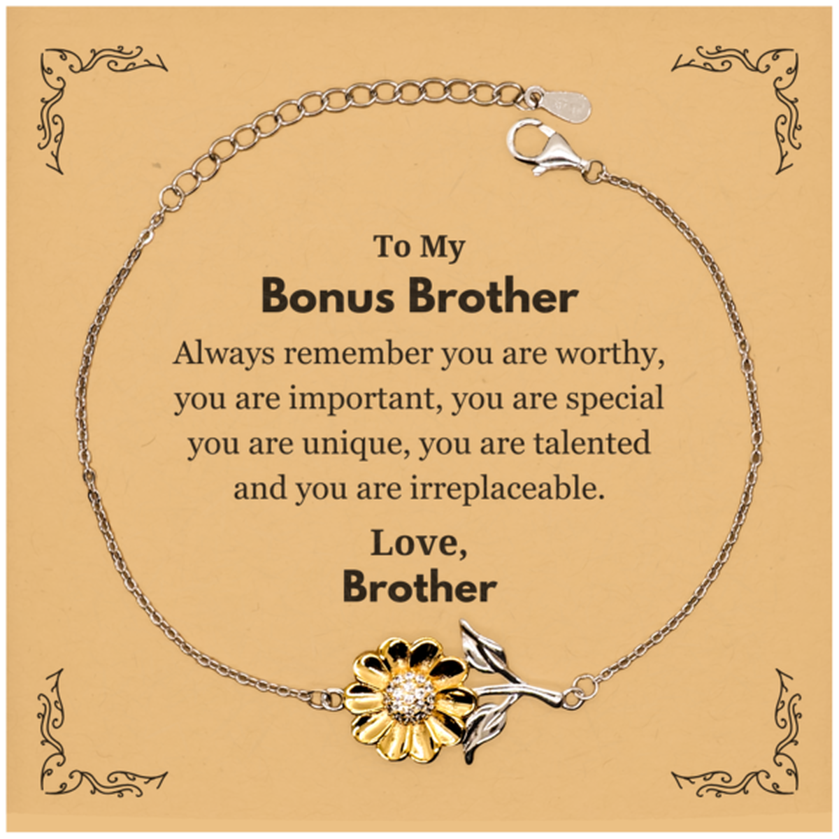 Bonus Brother Sunflower Bracelet - You Are Important | Birthday Gift