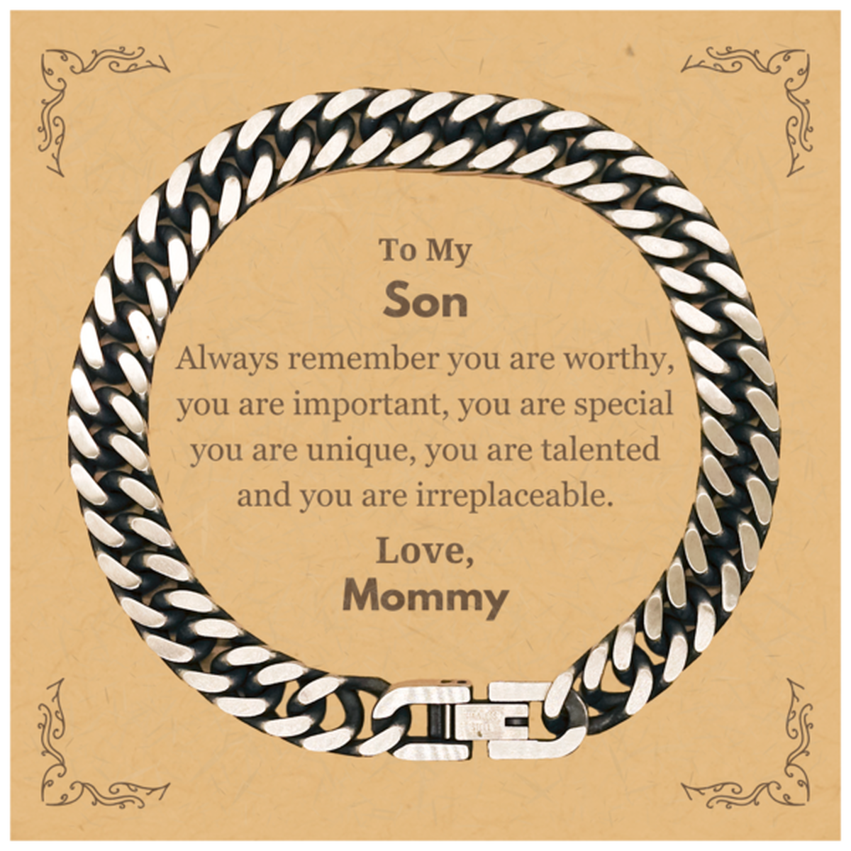 Son Inspirational Cuban Link Bracelet - Always Remember You Are Worthy | Birthday & Graduation Gift