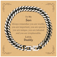 Load image into Gallery viewer, Son Cuban Link Chain Bracelet - Always Remember You Are Worthy | Graduation Gift

