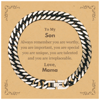 Load image into Gallery viewer, Son Cuban Link Chain Bracelet - Always Remember You Are Worthy | Graduation Gift
