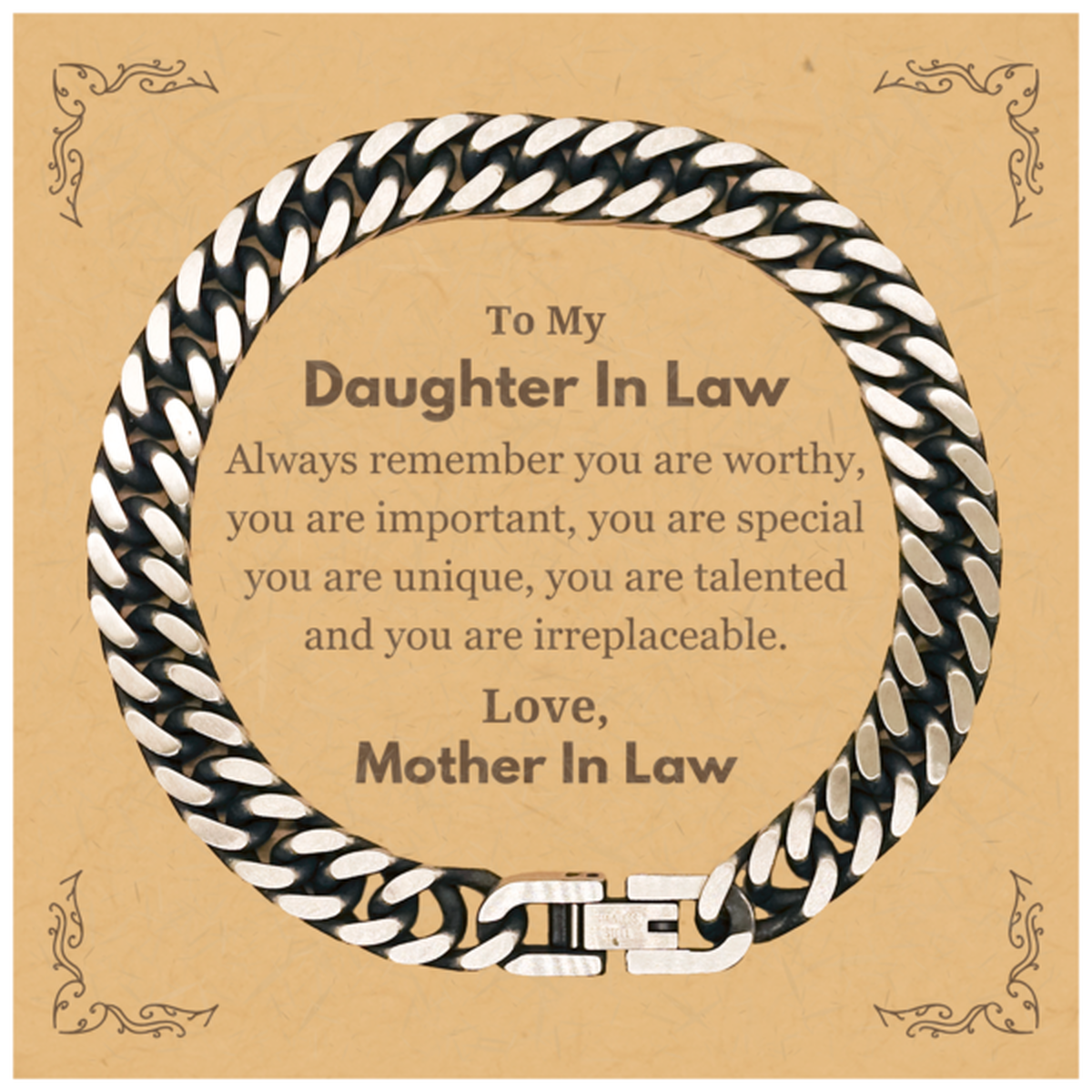 Daughter In Law Cuban Link Bracelet - Always Remember You Are Worthy | Birthday Gift