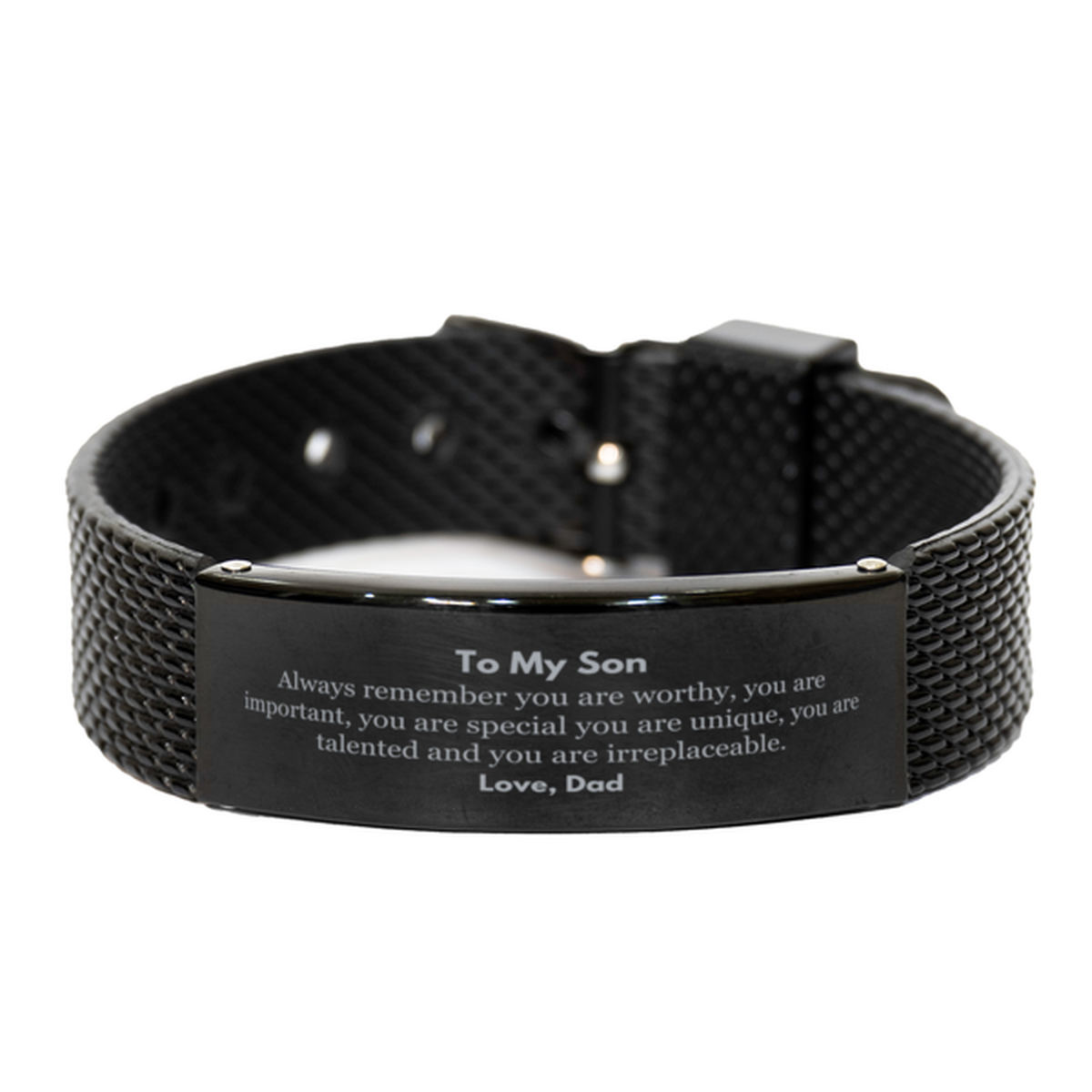 Son Inspirational Black Shark Bracelet - Always Remember You Are Worthy | Graduation Gift