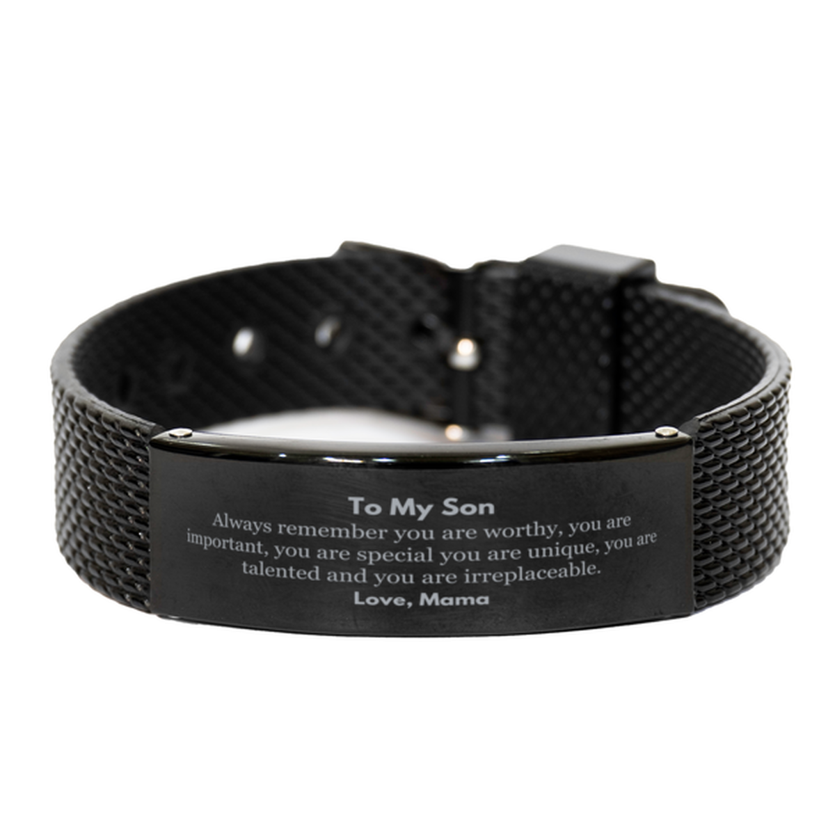 Son Inspirational Black Bracelet - Always Remember You Are Worthy | Graduation Gift