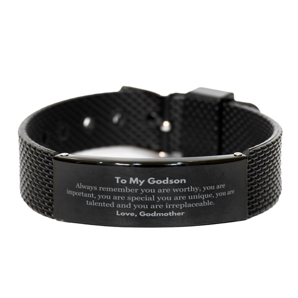 Godson Inspirational Black Bracelet - Always Remember You Are Worthy | Birthday Gift