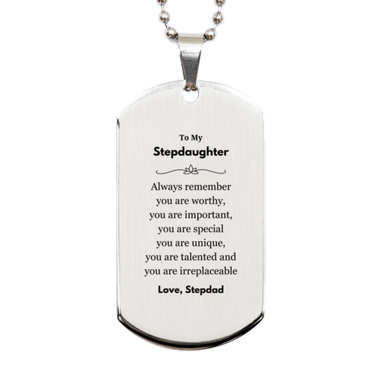 Stepdaughter Inspirational Necklace - Always Remember You Are Worthy | Birthday Gift