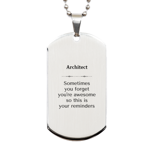 Architect Silver Dog Tag Necklace - Motivational Reminder | Graduation Gift