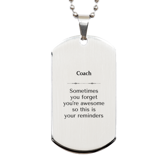 Coach Silver Dog Tag Necklace - Inspirational Reminder | Graduation Gift