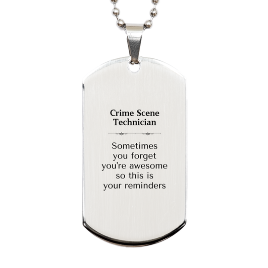 Crime Scene Technician Silver Dog Tag Necklace - Sometimes You Forget You're Awesome | Graduation Gift