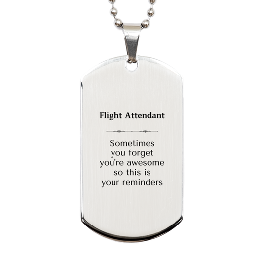 Flight Attendant Silver Dog Tag Necklace - You're Awesome Reminder | Graduation Gift