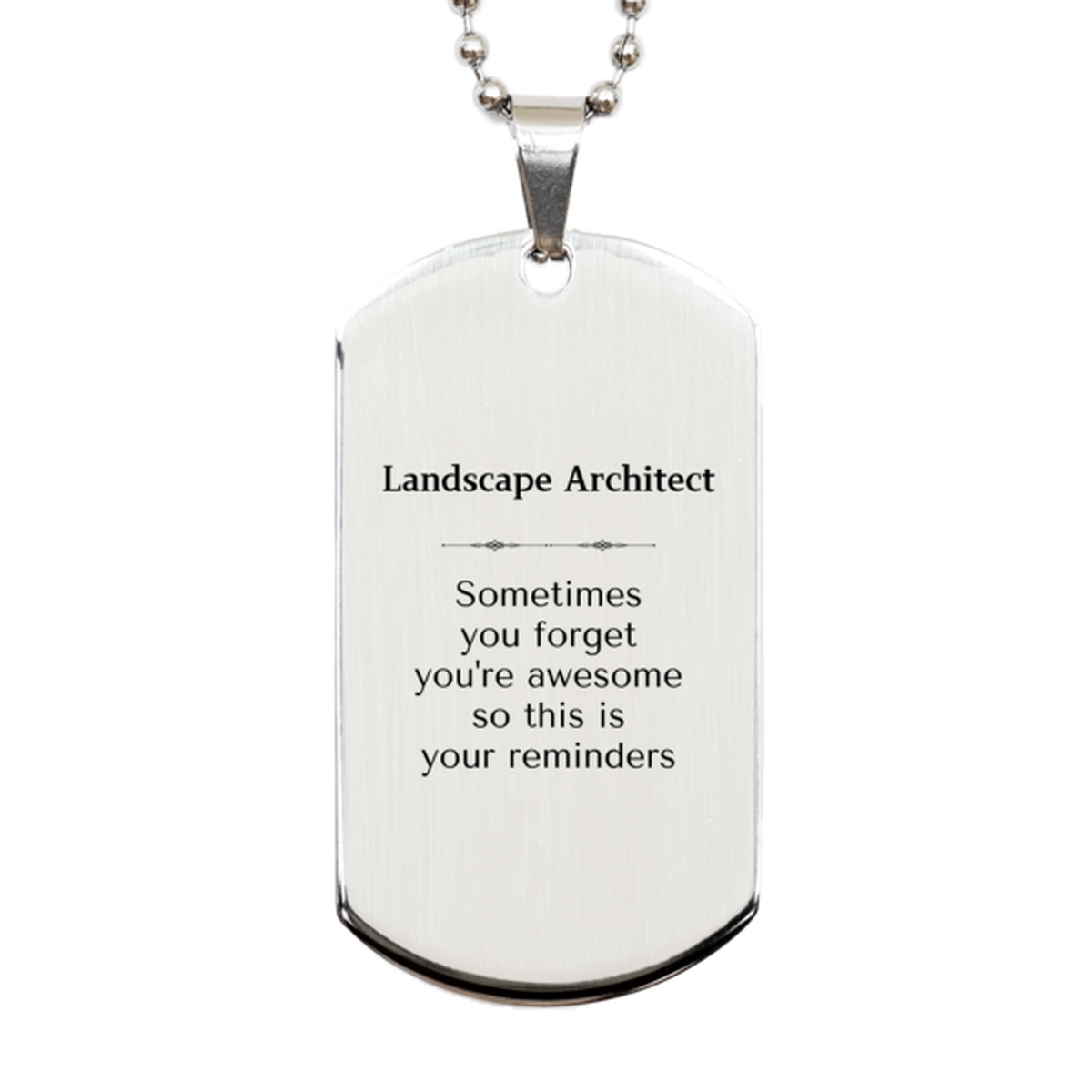 Sentimental Landscape Architect Silver Dog Tag, Landscape Architect Sometimes you forget you're awesome so this is your reminders, Graduation Christmas Birthday Gifts for Landscape Architect, Men, Women, Coworkers