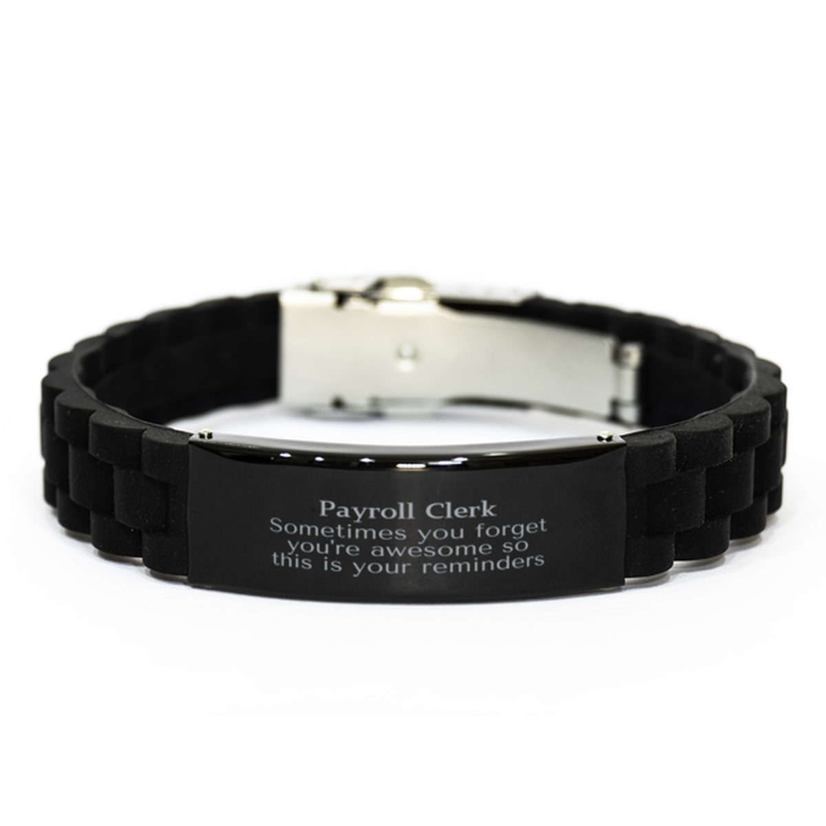 Payroll Clerk Black Glidelock Clasp Bracelet - Inspirational Reminder | Graduation and Christmas Gift