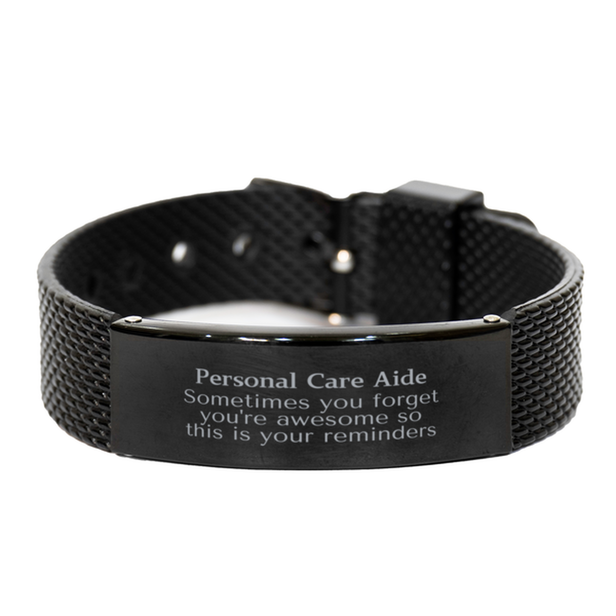 Personal Care Aide Black Shark Mesh Bracelet - Inspirational Reminder | Graduation Birthday Gift