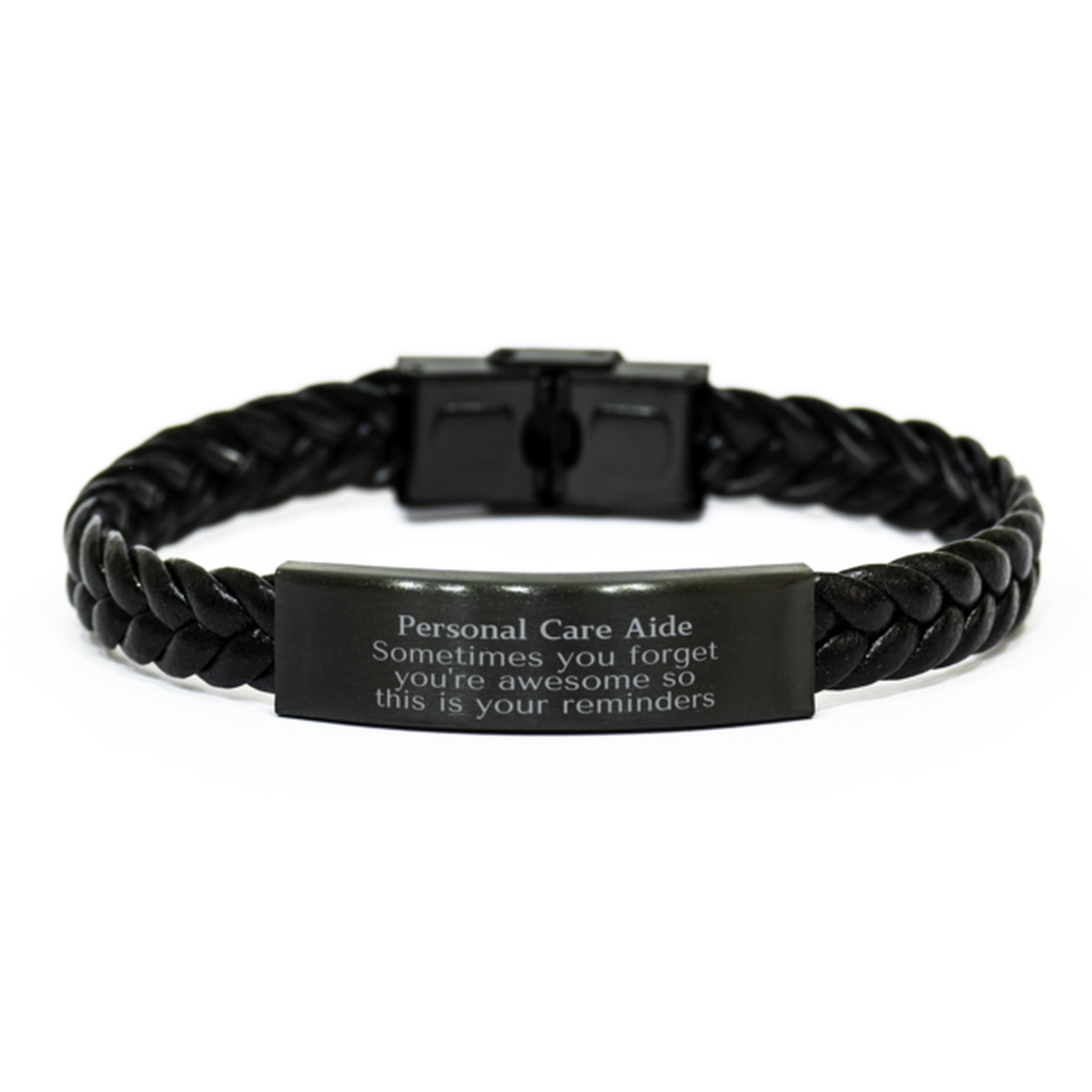 Personal Care Aide Braided Leather Bracelet - You're Awesome Reminder | Graduation Gift