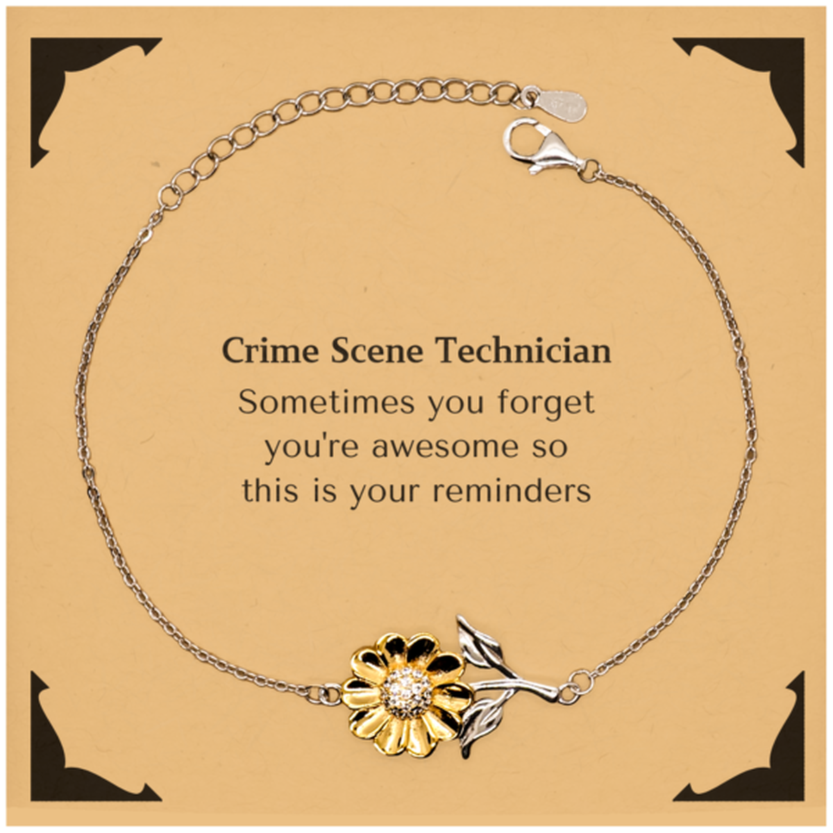 Sentimental Crime Scene Technician Sunflower Bracelet, Crime Scene Technician Sometimes you forget you're awesome so this is your reminders, Graduation Christmas Birthday Gifts for Crime Scene Technician, Men, Women, Coworkers