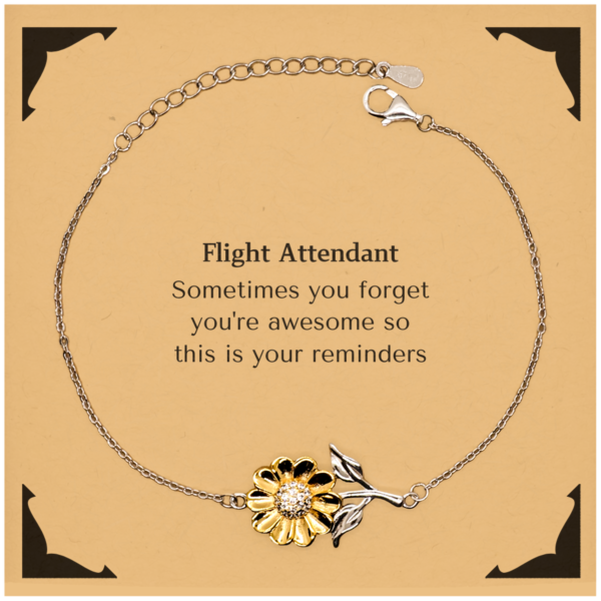 Flight Attendant Sunflower Bracelet - You're Awesome Reminder | Graduation & Birthday Gift
