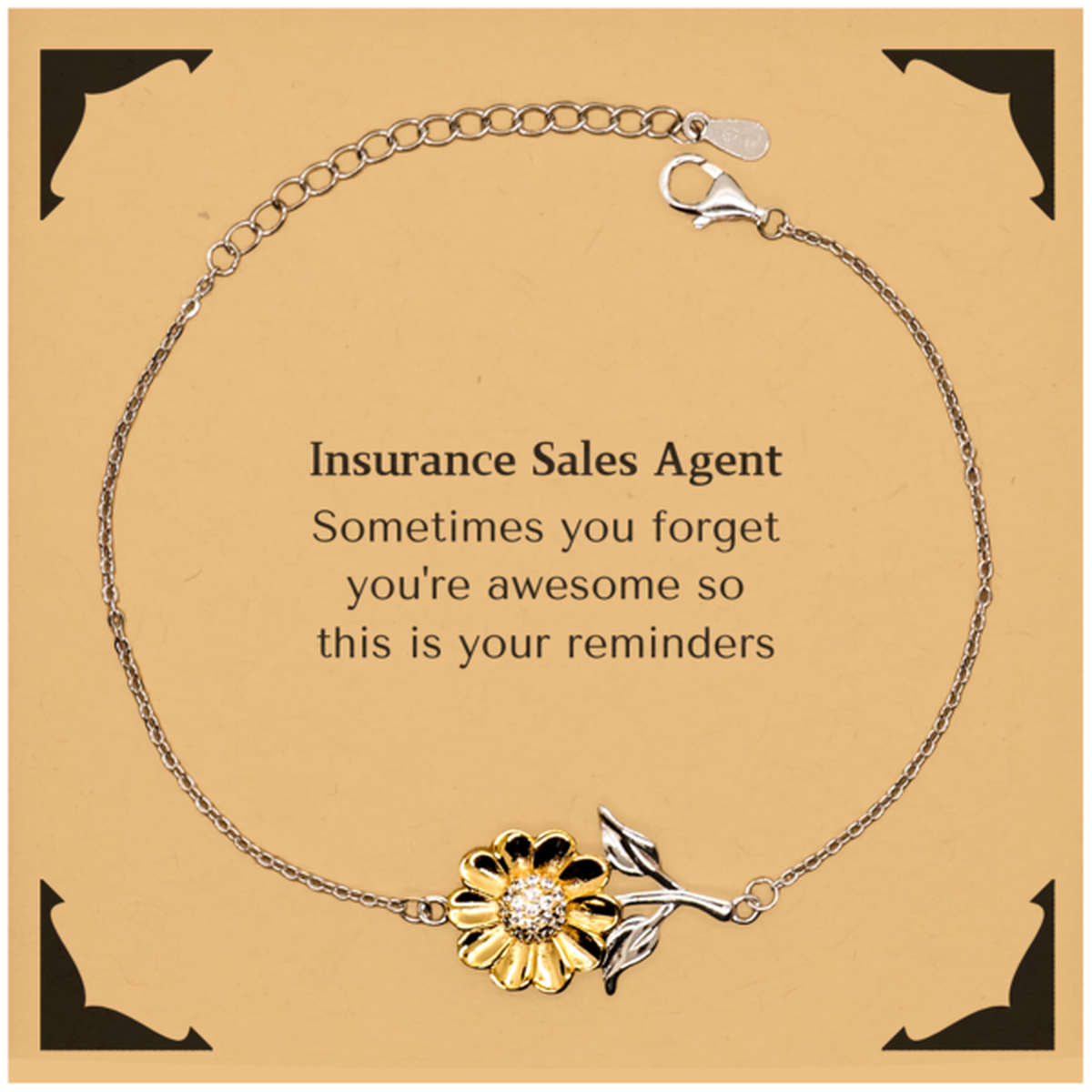 Insurance Sales Agent Sunflower Bracelet - You're Awesome Reminder | Graduation Birthday Gift