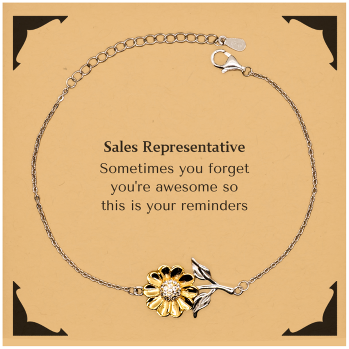 Sales Representative Sunflower Bracelet - Sometimes You Forget You're Awesome | Inspirational Gift