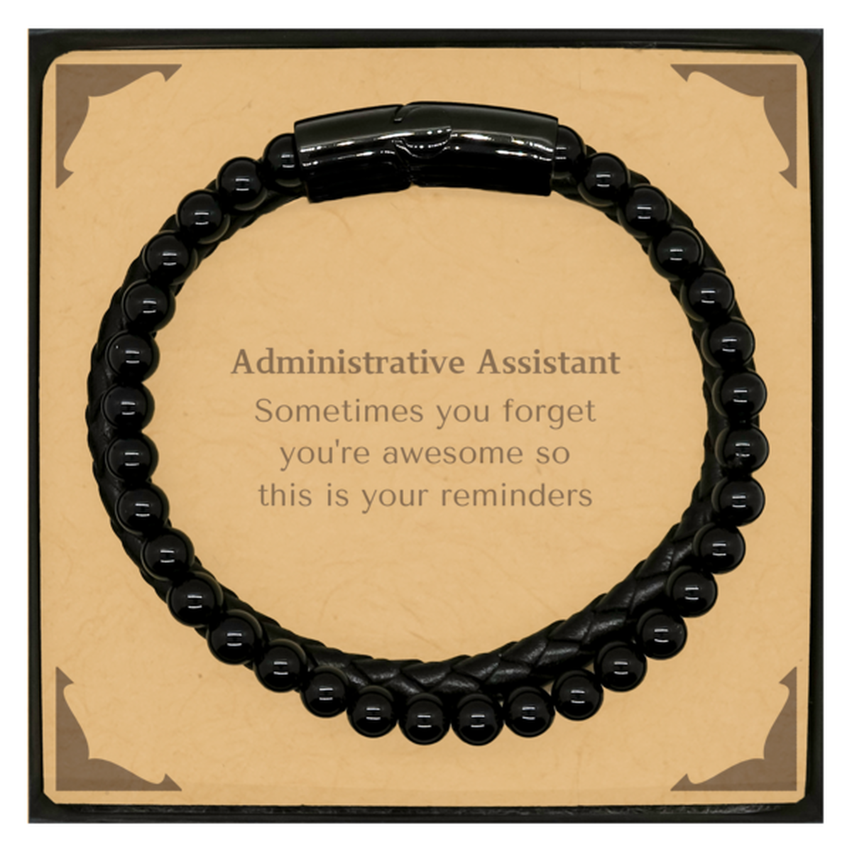 Administrative Assistant Stone Leather Bracelet - Inspirational Reminder | Graduation Gift