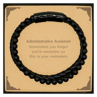 Load image into Gallery viewer, Administrative Assistant Stone Leather Bracelet - Inspirational Reminder | Graduation Gift
