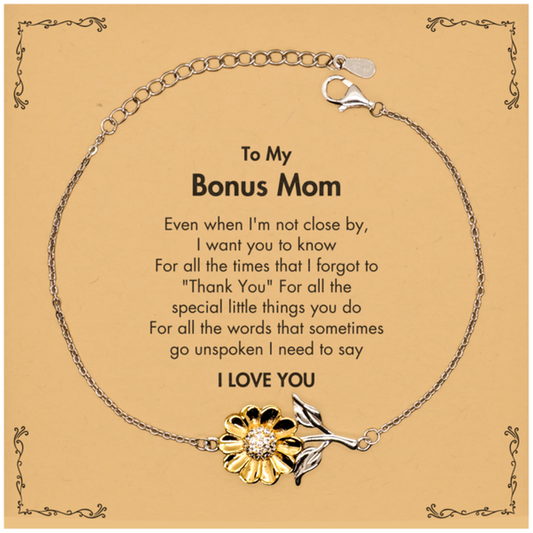 Bonus Mom Sunflower Bracelet - I Love You Design | Mother's Day Gift