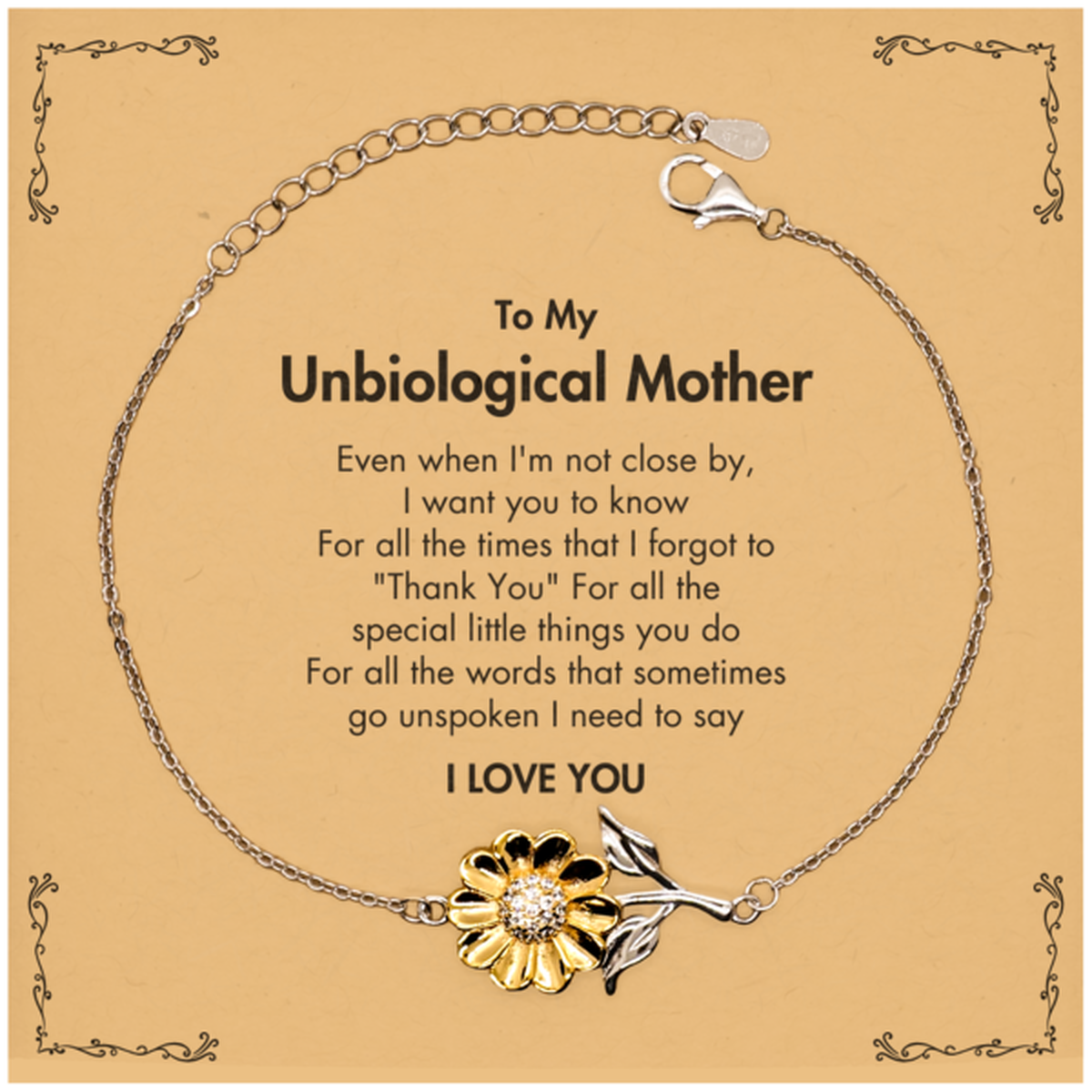 Unbiological Mother Sunflower Bracelet - I Need to Say I LOVE YOU | Birthday & Mother's Day Gift