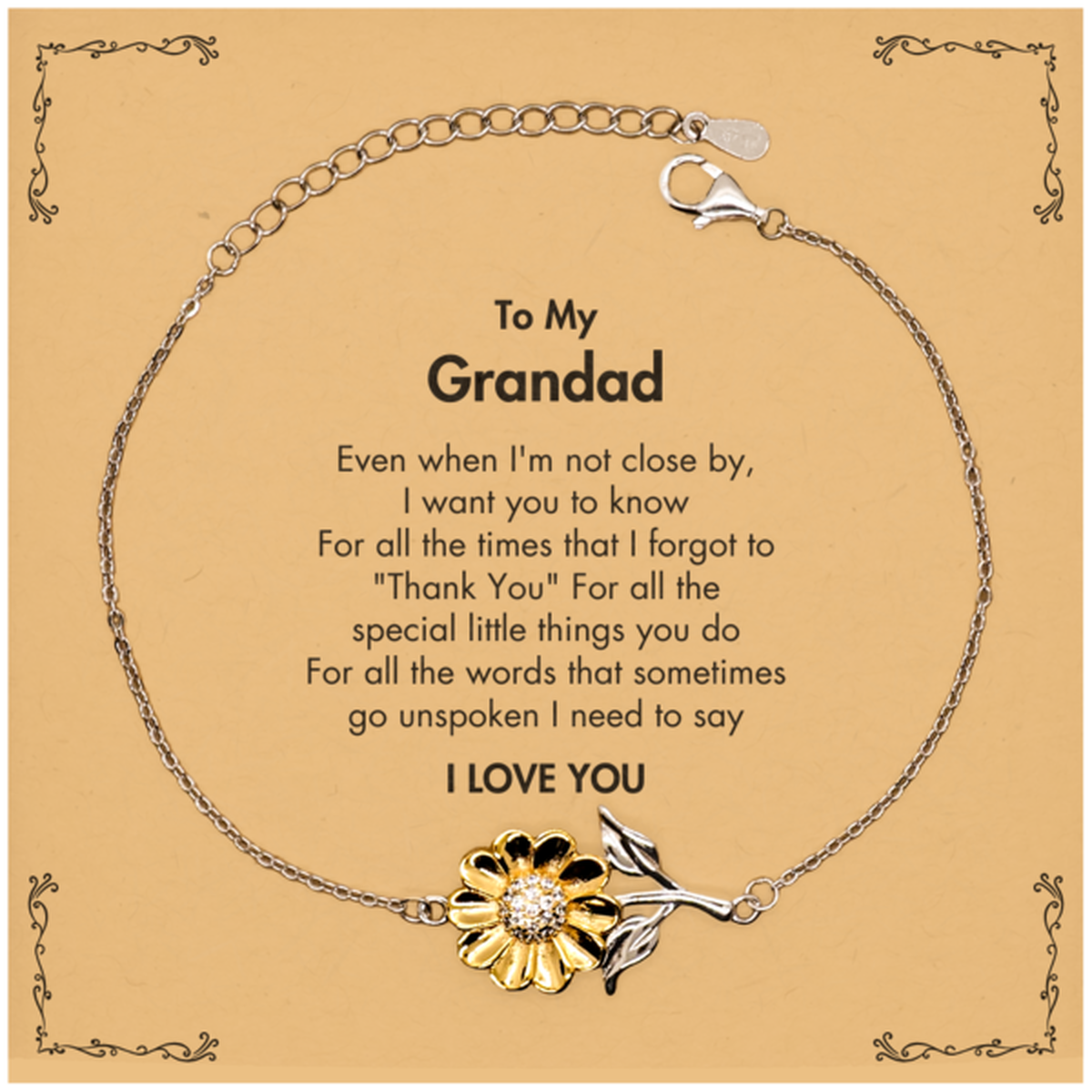 Grandad Sunflower Bracelet - I Love You Design | Heartfelt Gift