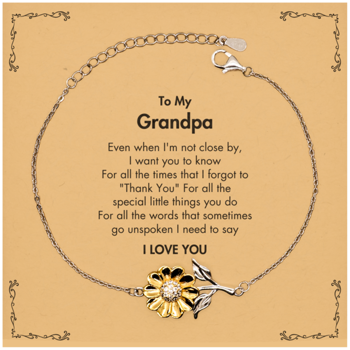 Grandpa Sunflower Bracelet - I Need to Say I LOVE YOU | Thoughtful Gift