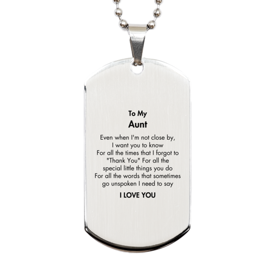 Aunt Silver Dog Tag Necklace - I Love You Message | Birthday Gift