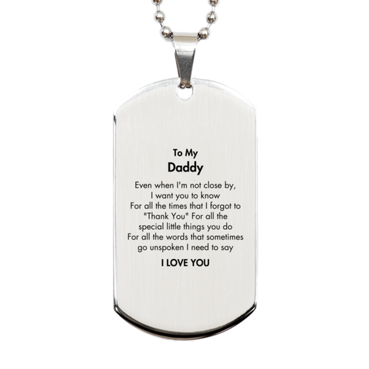 Daddy Silver Dog Tag Necklace - I Love You Engraving | Father's Day Gift