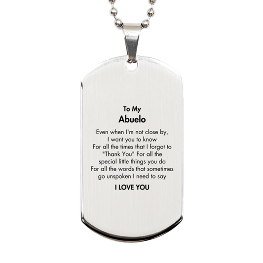 Abuelo Silver Dog Tag Necklace - I LOVE YOU Design | Perfect Gift for Father's Day