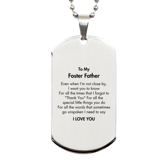 Foster Father Silver Dog Tag Necklace - I Love You Engraving | Heartfelt Gift