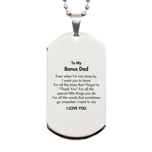 Bonus Dad Silver Dog Tag Necklace - I Need to Say I LOVE YOU | Father's Day Gift