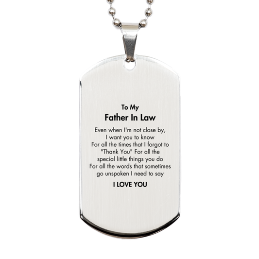 Father In Law Silver Dog Tag Necklace - I LOVE YOU Engraving | Birthday & Father's Day Gift