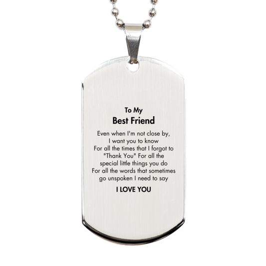 Best Friend Silver Dog Tag Necklace - I Love You Design | Birthday Gift