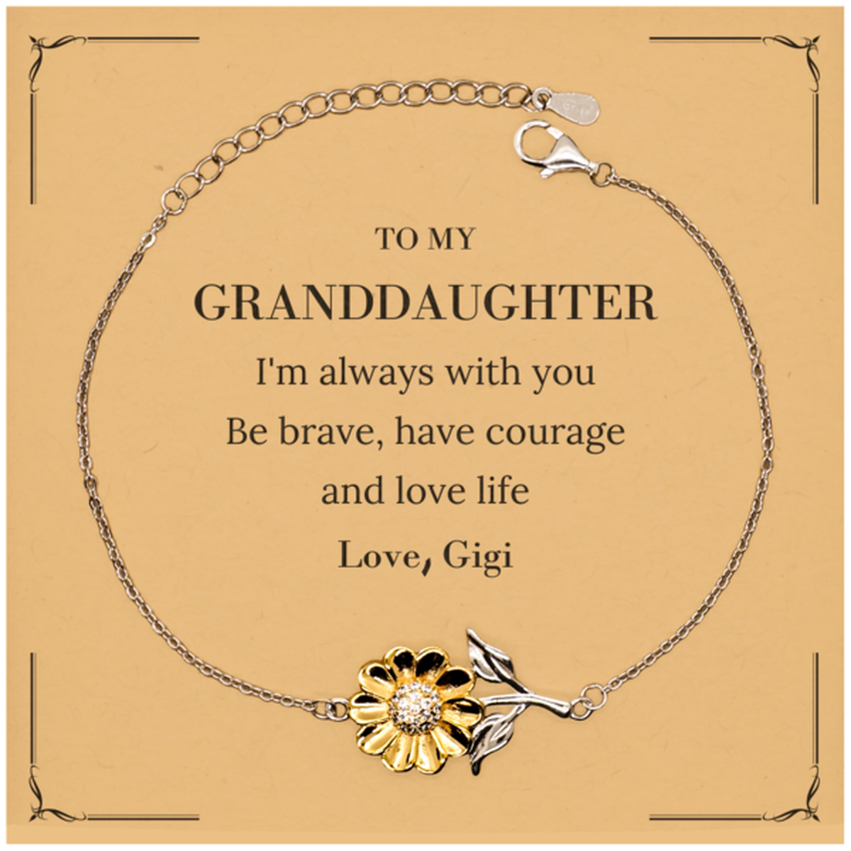Granddaughter Sunflower Bracelet - Inspirational Gift | Birthday, Graduation, Christmas