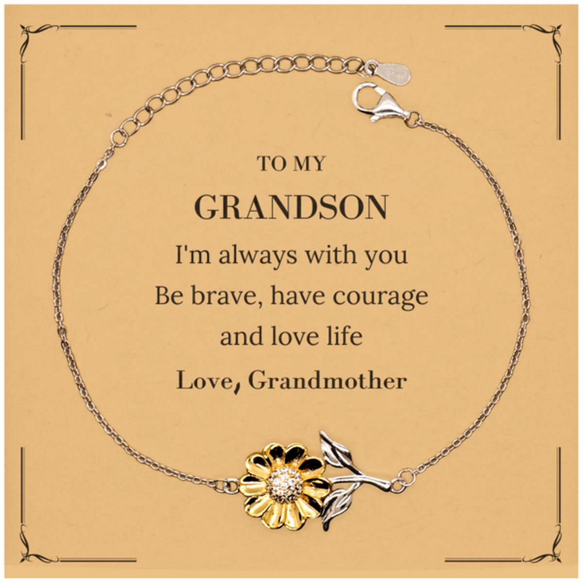 Grandson Sunflower Bracelet - I'm Always With You | Inspirational Graduation Gift