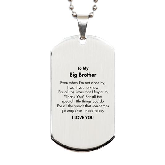 Big Brother Silver Dog Tag Necklace - I Love You Message | Birthday Gift