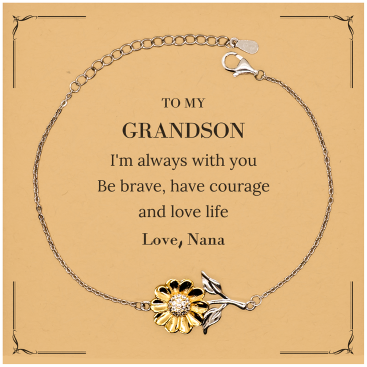 Grandson Sunflower Bracelet - I'm Always With You | Inspirational Gift