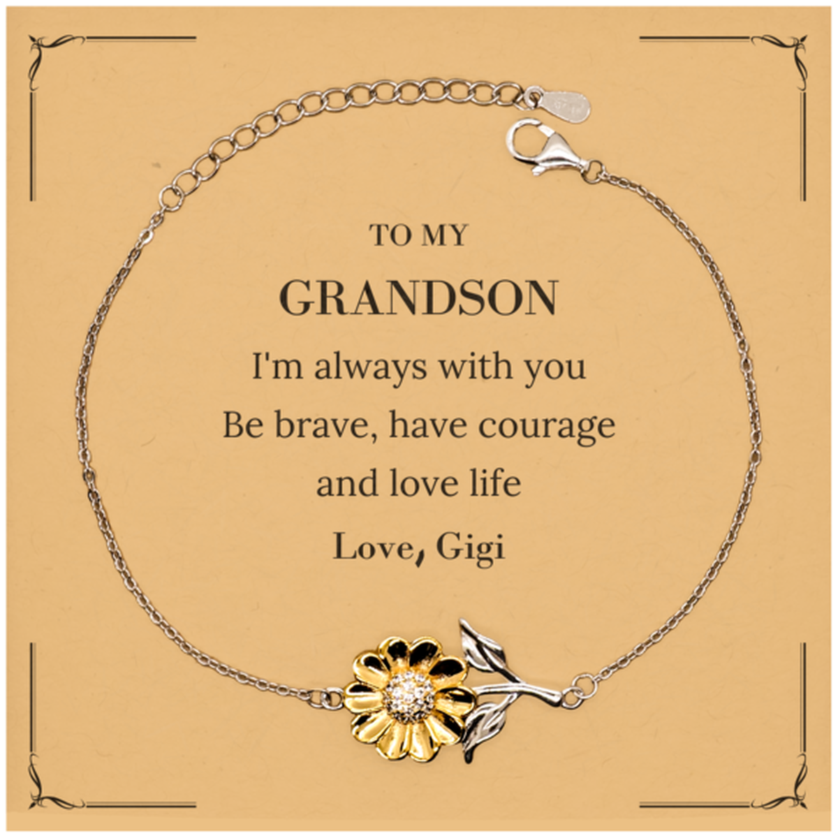 Grandson Sunflower Bracelet - I'm Always With You | Inspirational Graduation Gift