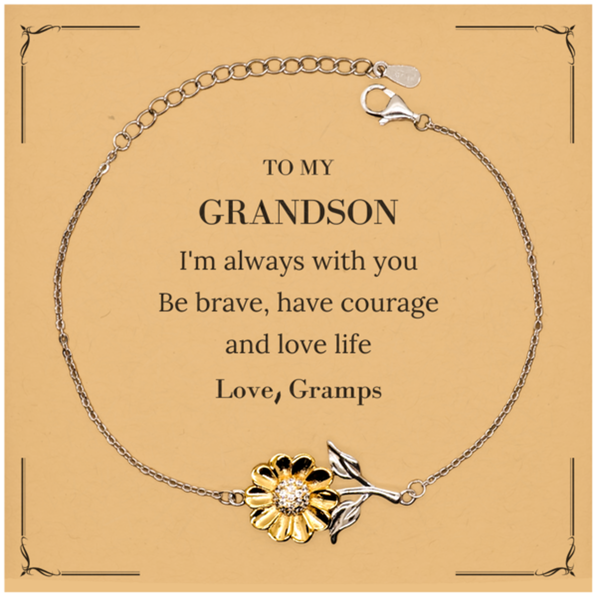 Grandson Sunflower Bracelet - I'm Always With You | Inspirational Gift