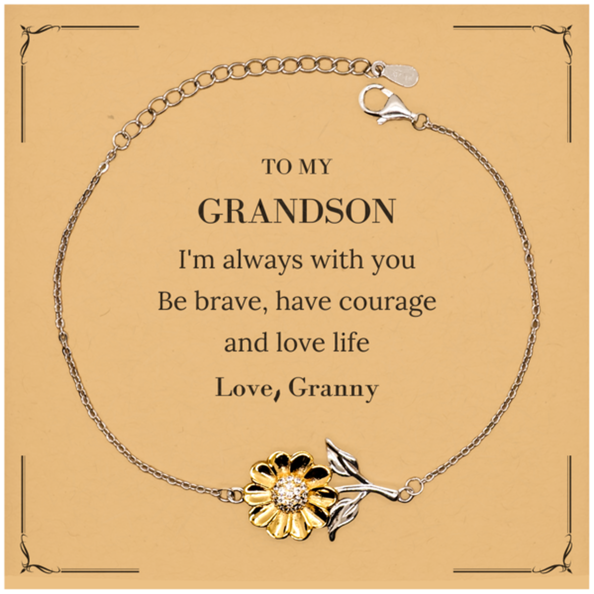 Grandson Sunflower Bracelet - I'm Always With You | Meaningful Gift