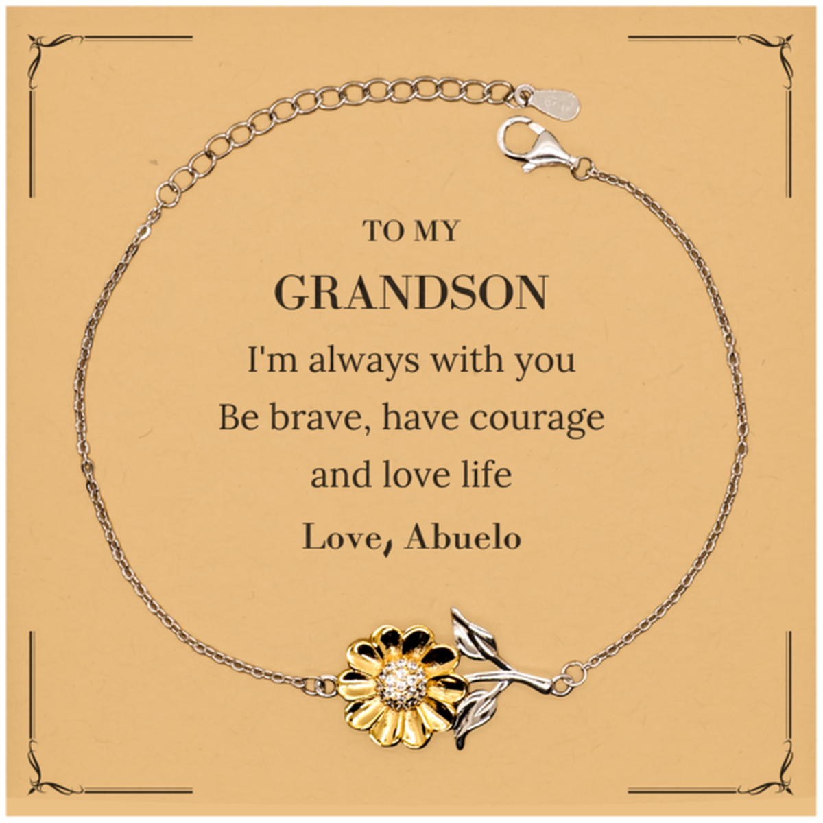 Grandson Sunflower Bracelet - Inspirational Design | Graduation Gift