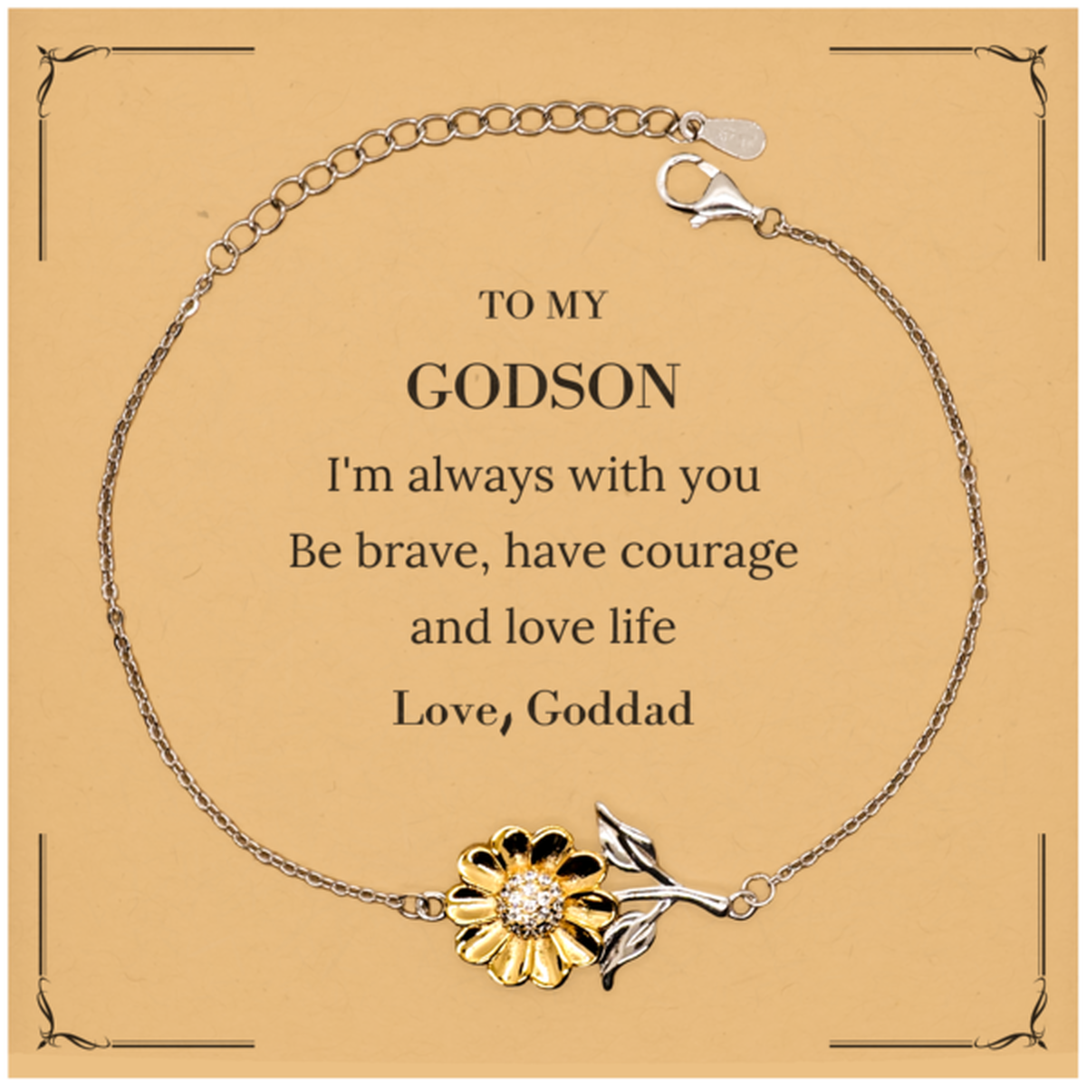 Godson Sunflower Bracelet - Be Brave, Have Courage | Inspirational Gift