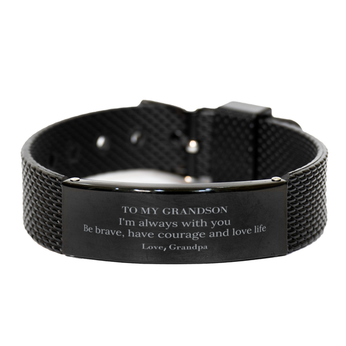 Grandson Black Shark Mesh Bracelet - I'm Always With You | Inspirational Gift