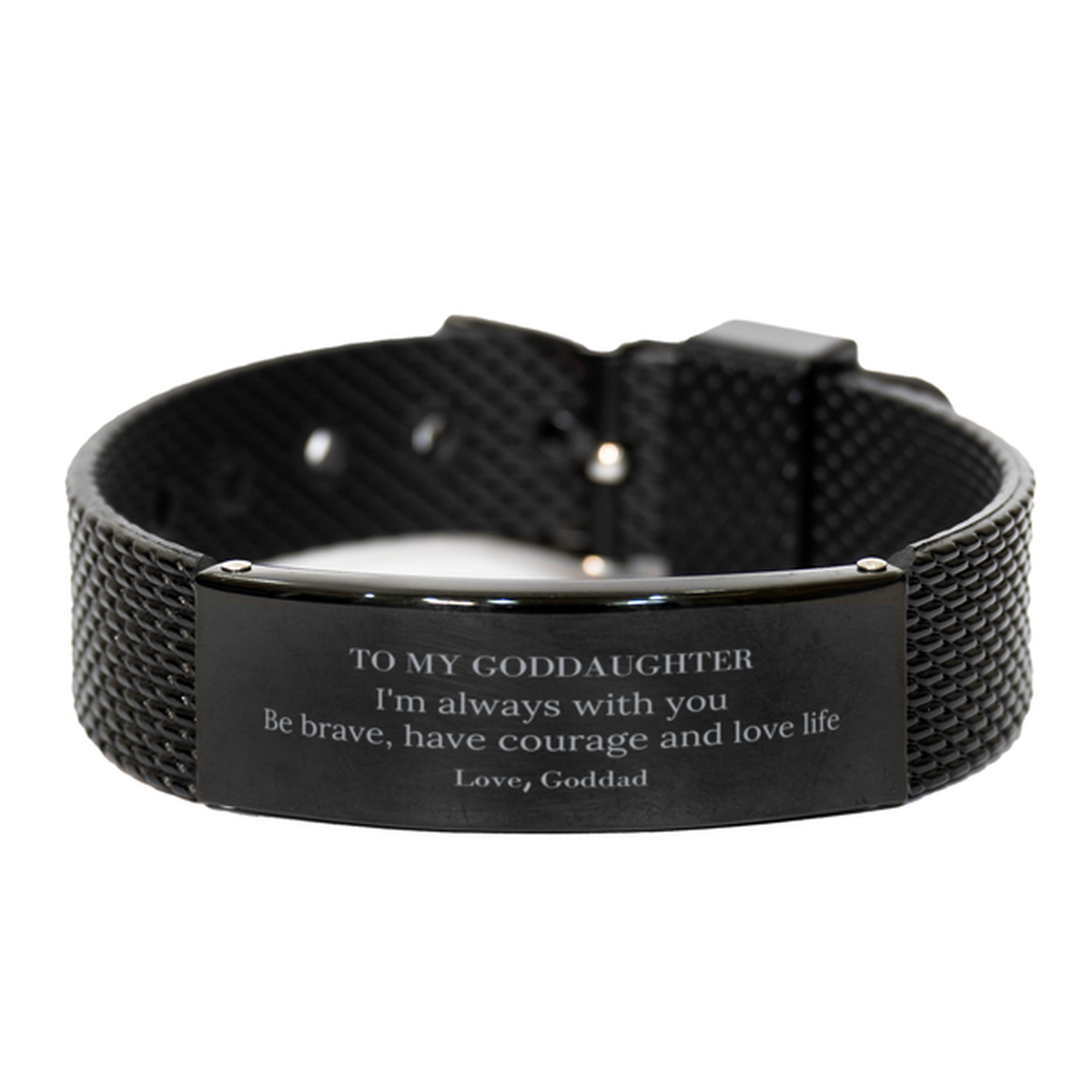 Goddaughter Black Shark Mesh Bracelet - Always With You | Inspirational Gift