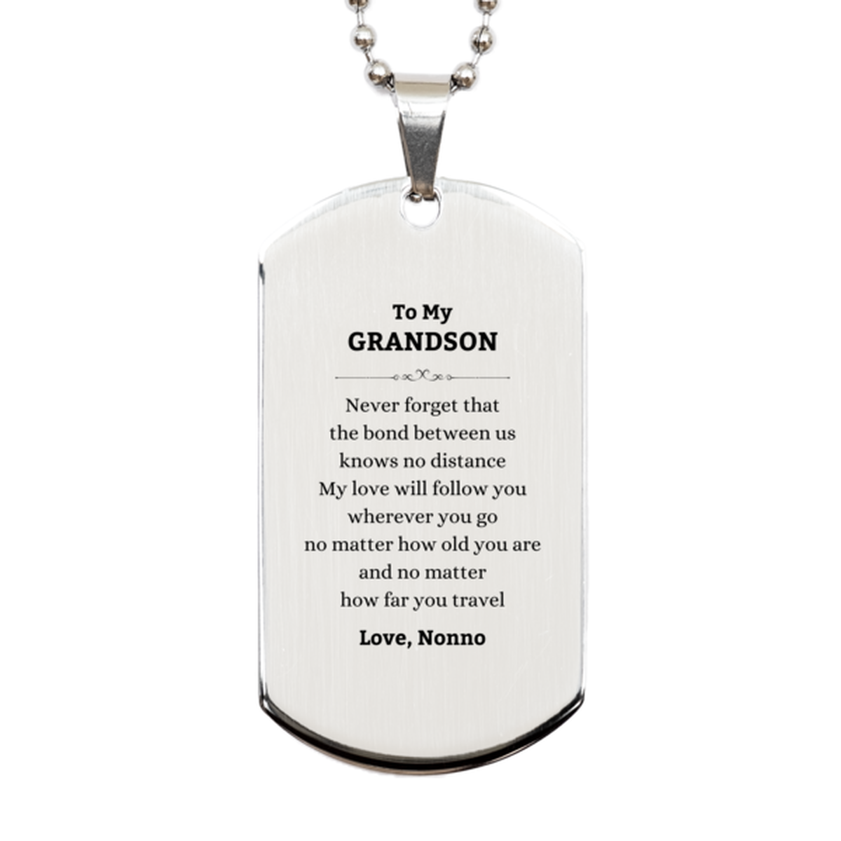 Grandson Silver Dog Tag Necklace - Love from Nonno | Birthday Gift