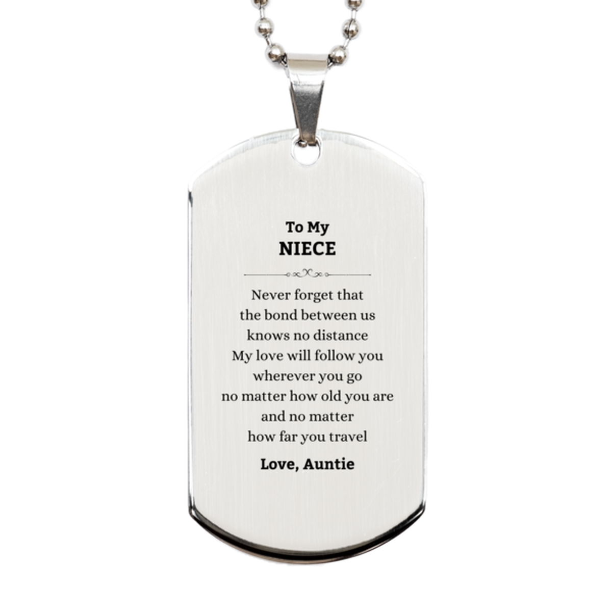 Niece Silver Dog Tag Necklace - Love Between Us Design | Birthday Gift