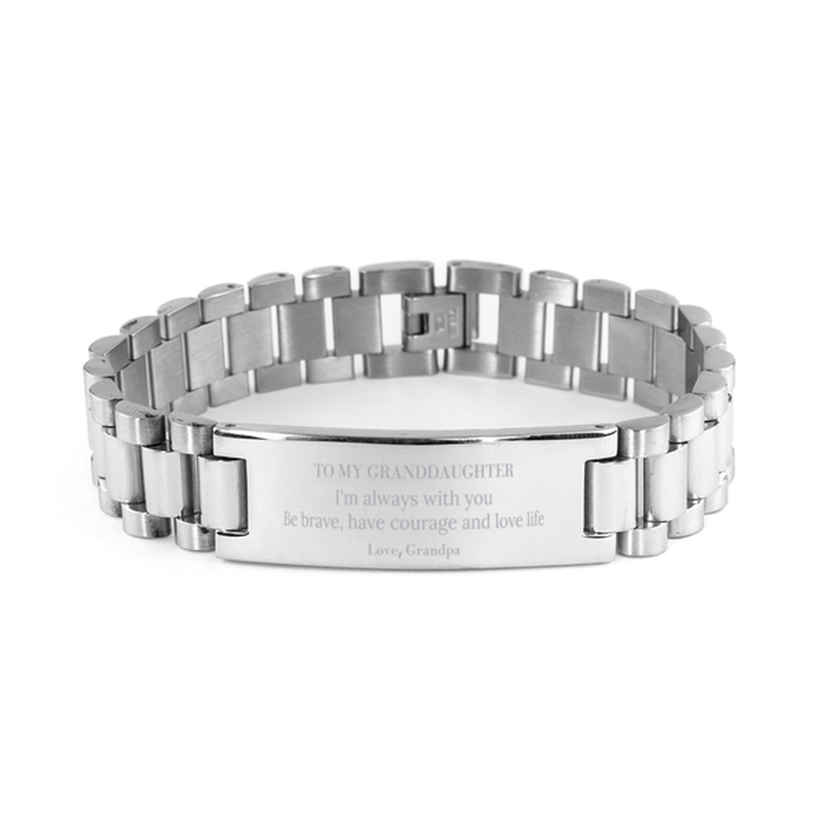 To My Granddaughter Gifts from Grandpa, Unique Ladder Stainless Steel Bracelet Inspirational Christmas Birthday Graduation Gifts for Granddaughter I'm always with you. Be brave, have courage and love life. Love, Grandpa