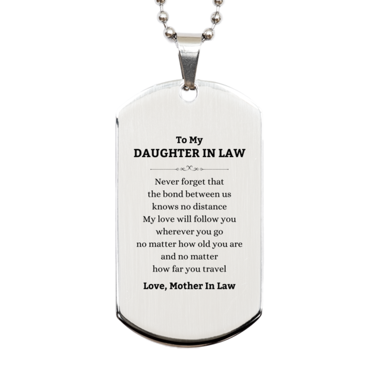 Daughter In Law Silver Dog Tag Necklace - Love Message | Birthday Gift